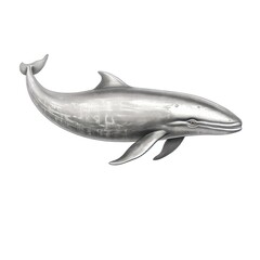 Vintage-style engraving of Baird's Beaked Whale on white background, reminiscent of 1800s illustrations.