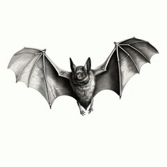 1800s Style Bat Engraving on White Background - vintage illustration reminiscent of the past. - 668777882