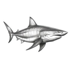 1800s Style Bull Shark Engraving Illustration on White Background - Vintage Vibes