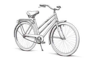 Engraved Retro Bike on White - Timeless