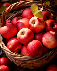 Full basket of red organic apples