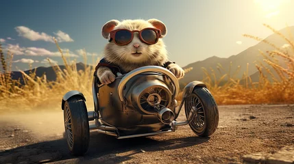 Poster a cute hamster's road trip adventure © Aliverz