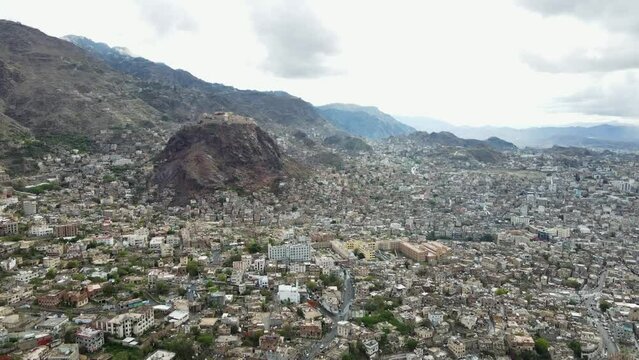 Drone The historic Cairo Citadel in the Yemeni city of Taiz