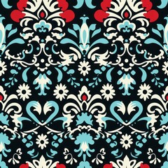 Fototapeta premium Seamless Damask Throw Blanket Pattern: Elegantly Tiled