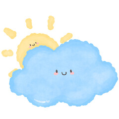 Party cloudy element in watercolor