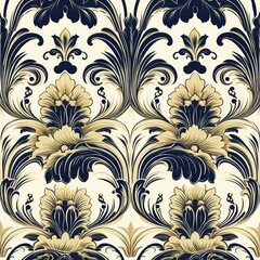 Seamless Damask Pattern for Wall Hangings - Tilable and Stylish - 668779608