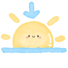 Sunset element in watercolor