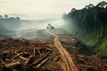 Greenery depletion by deforestation.
