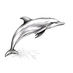 Obraz premium 1800s-style Dolphin Engraving Illustration, White Background