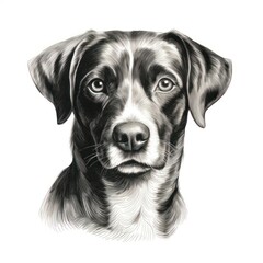 Vintage Dog Engraving in 1800s Style on White Background - 668779869
