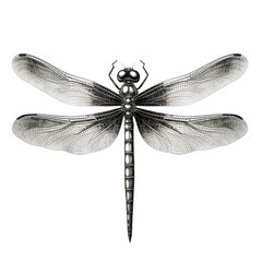 1800s-style dragonfly engraving on white background in vintage illustration. - 668779879
