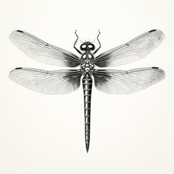 1800s-style Dragonfly Vintage Engraving Illustration on White