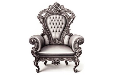 Victorian chair design engraved on white