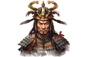 head shot,A samurai isolated on transparent background