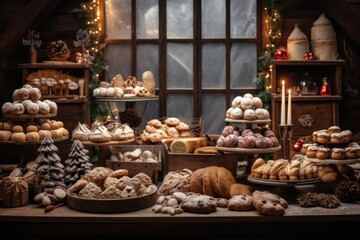 Fresh Christmas bakery featuring baked goods