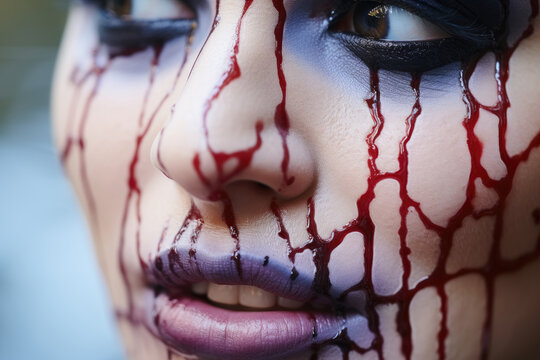 Girl face with Halloween make up.