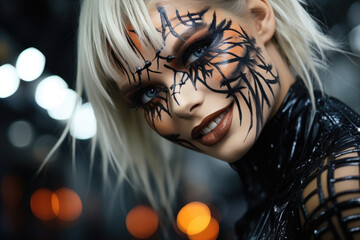  Girl with  Halloween make up - obrazy, fototapety, plakaty