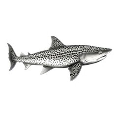 Fototapeta premium 1800s-style engraving of a vintage Leopard Shark on white background.