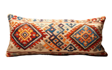 High-Quality Ethnic-Inspired Pillow Artwork on a Clear Surface or PNG Transparent Background.