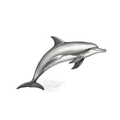 1800s-Style Engraving of Pacific White-Sided Dolphin on White Background