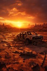 Desolate Wasteland: Post-Apocalyptic Scene