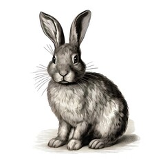 Obraz premium 1800s-Style Rabbit Vintage Engraving on White Background Illustration