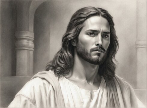 Portrait of bearded man  (look a like to the popular image of Jesus Christ)