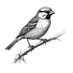1800s style Sparrow Vintage Engraving on White Background Illustration - 668784450