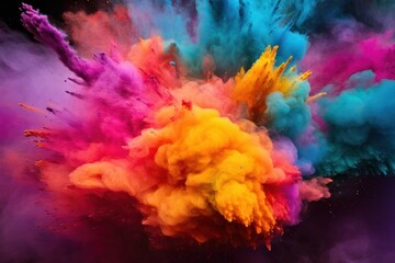 Fototapeta na wymiar Holi Powder Colors Paint the Air Vibrantly.