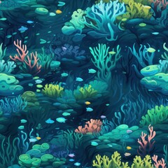 Fototapeta na wymiar Seamless Tilable Water Texture for Aquarium Background Patterns