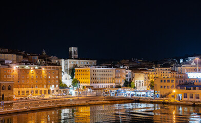 Ancona, Marche. Night view from the port.