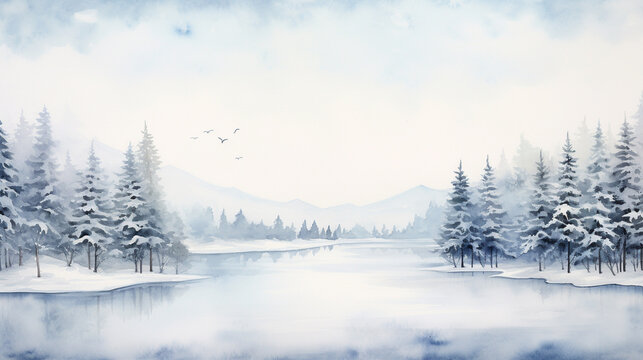 Winter wonderland, minimal detail, background watercolor © Ricardo Costa