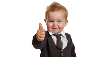 toddler giving a thumbs up isolated on transparent background
