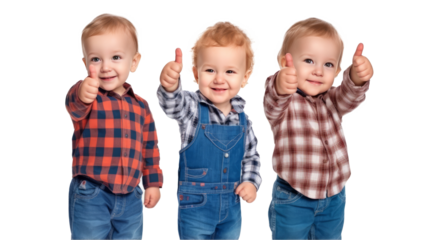 toddler giving a thumbs up isolated on transparent background