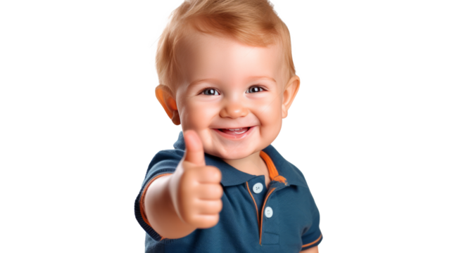 toddler giving a thumbs up isolated on transparent background