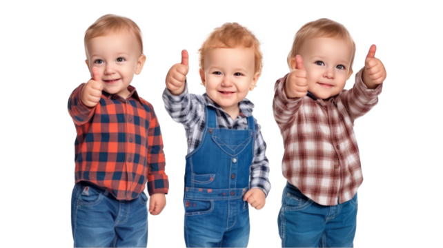 toddler giving a thumbs up isolated on transparent background