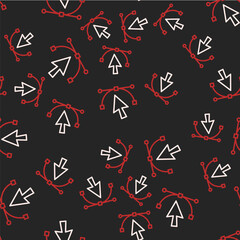 Line Bezier curve icon isolated seamless pattern on black background. Pen tool icon. Vector