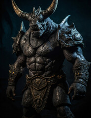RPG DND fantasy character for Dungeons and Dragons, Roleplay, Avatar, Rhino warrior, Minotaur, Rhino
