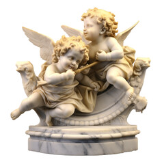 cherubs marble statue isolated on transparent background