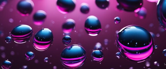 coloring purple water drops. Water splash with black background and white light generated AI.