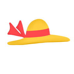 Woman  Straw Hat Beach with Ribbon Icon Graphic Clipart Cartoon