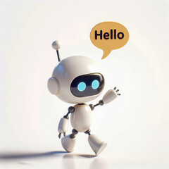 ai chatbot assistant, mascot. 3d cartoon robot with a chat bubble, generative ai