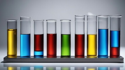 transparent tubes with liquid A test tubes closeup with a medical glassware and a colorful scheme. 