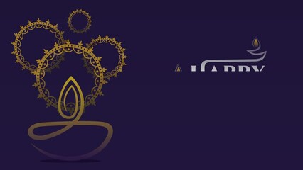 illustration of Happy Diwali or Deepawali card with moving decorative design and fireworks. Diwali festival celebration in India.