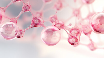 3d of Pink atom molecule, collagen, a biotechnology, beauty and skin care
