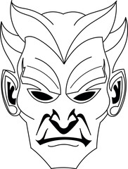 Black and white mask vector, Old man illustration 