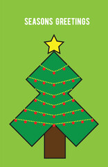 A glittery Christmas tree ornament in the shape of a star, with a red and green pattern