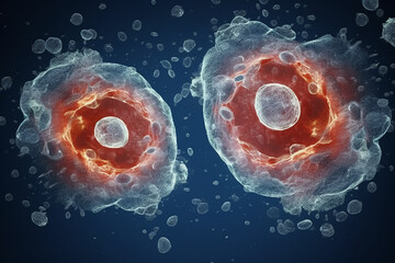 cells realystic photograph by microscope - obrazy, fototapety, plakaty