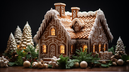 traditional Christmas gingerbread house. New Year's trea