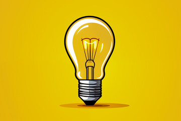 Electric light bulb on a plain background, symbol of ideas and brainstorming